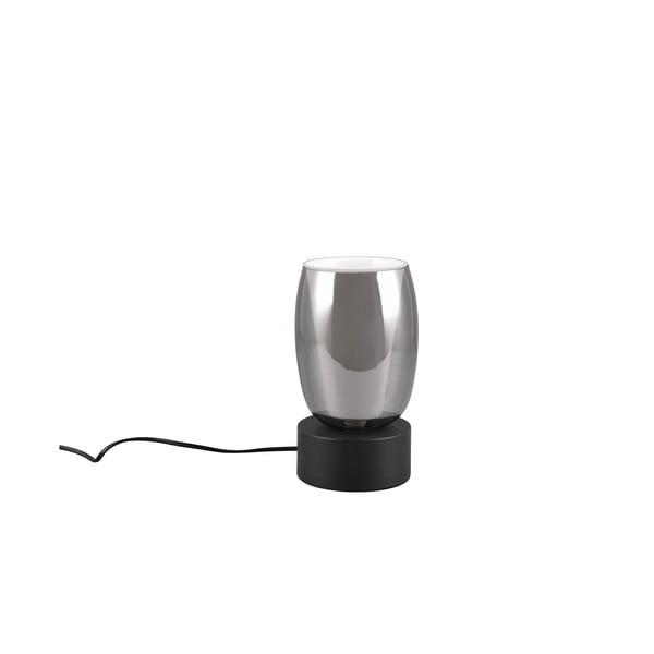 Veioză negru-argintiu  cu abajur din sticlă (înălțime 24 cm) Barret – Trio Select