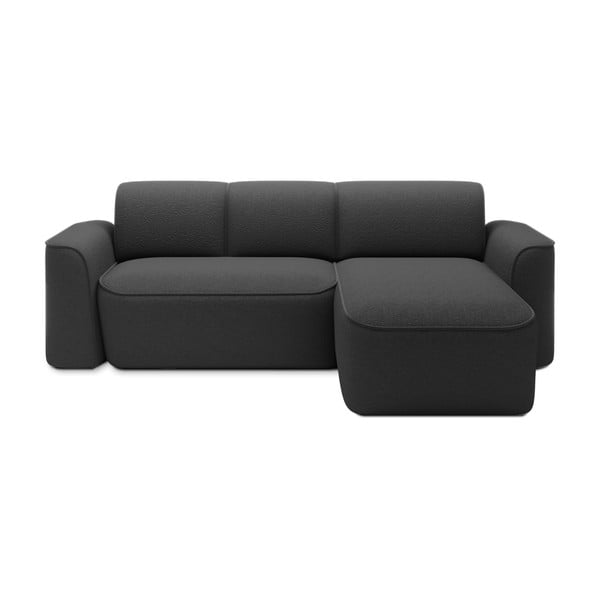 Colțar gri antracit cu tapițerie din țesătură bouclé (cu colț pe partea dreaptă/cu șezlong) Ume – ELTAP