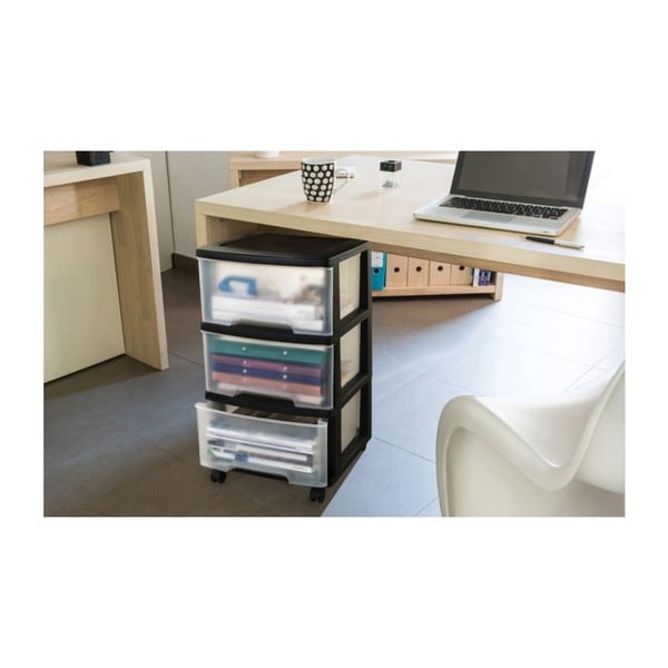 Etajeră pe roți neagră/transparentă din plastic 37x80,5 cm – Curver-image-3