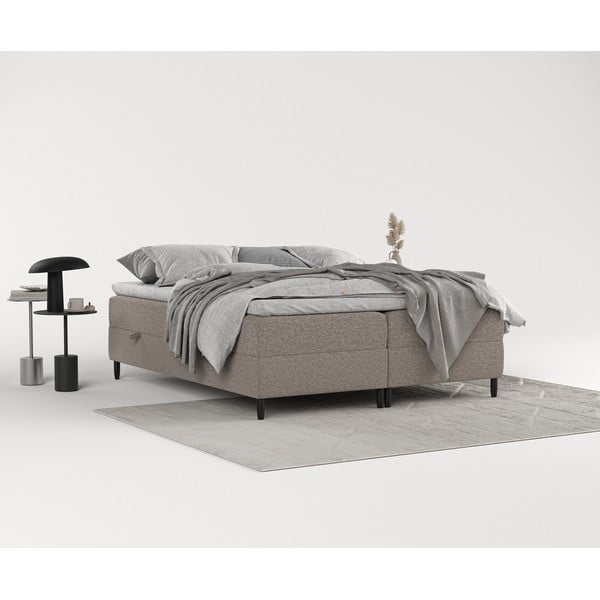 Pat boxspring maro cu spațiu de depozitare 200x200 cm Malte – Maison de Rêve-image-1