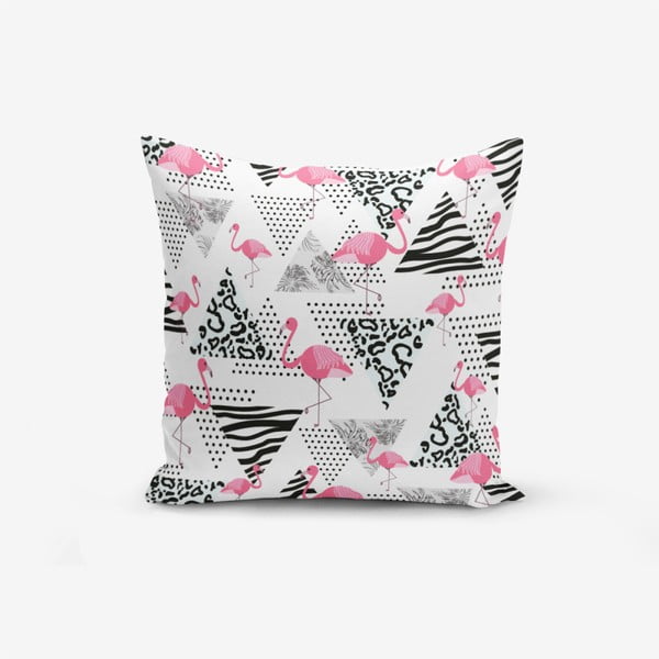 Față de pernă cu amestec din bumbac Minimalist Cushion Covers With Points Flamingo, 45 x 45 cm