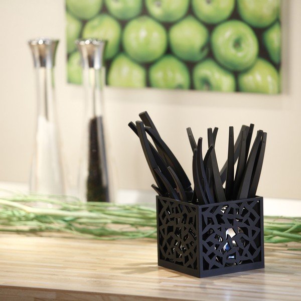 Set 24 tacâmuri cu suport Vialli Design Mia, negru-image-1