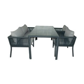 Set de dining pentru grădină gri din ratan artificial pentru patru persoane Vera 3 – Floriane Garden