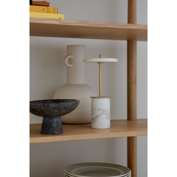 Veioză crem LED cu intensitate reglabilă din marmură cu abajur din metal (înălțime 25,5 cm) Asteria Move Mini – UMAGE-image-1