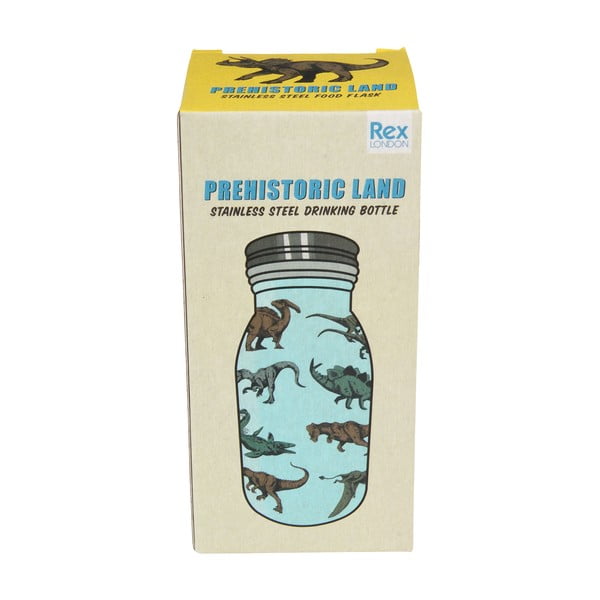 Sticlă pentru copii albastru-deschis din oțel inoxidabil 250 ml Prehistoric Land – Rex London-image-2