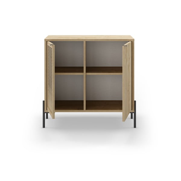 Comodă în culoare naturală joasă cu aspect de lemn de stejar 80x80 cm Inca – Marckeric-image-3