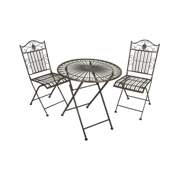 Set de dining pentru grădină maro închis din metal pentru 2 persoane – Garden Pleasure-image-3