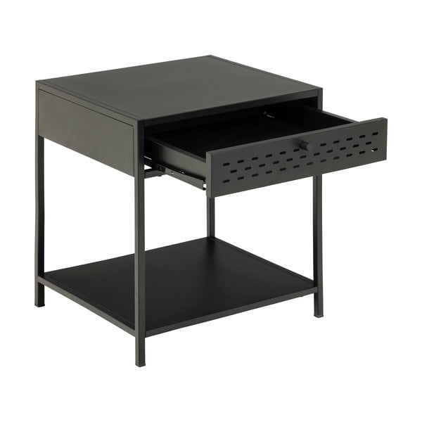Noptieră din metal cu sertar Actona Newcastle, negru-image-3