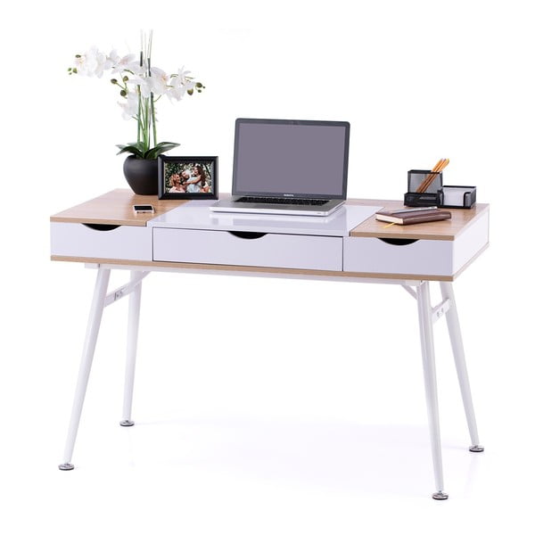 Birou cu blat cu aspect de lemn de stejar 60x120 cm Faryn – Homede-image-3