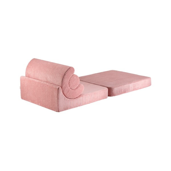 Fotoliu pentru copii roz cu tapițerie din catifea reiată Flipster – Wigiwama-image-2