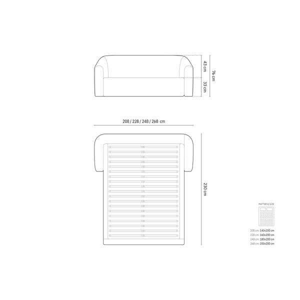 Pat matrimonial gri tapițat cu spațiu de depozitare cu somieră 200x200 cm Campi – Cosmopolitan Design-image-4