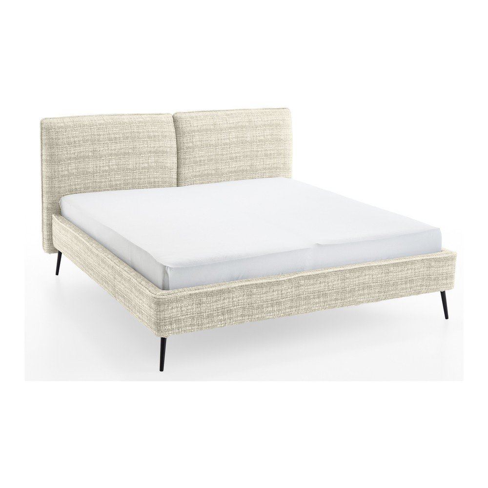 Pat matrimonial bej tapitat fara somiera 200x200 cm Infinity – Meise Möbel