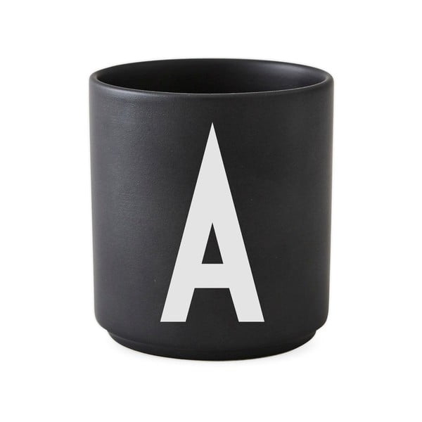 Cană din porțelan Design Letters Alphabet A, 250 ml, negru