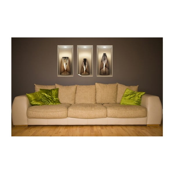 Set 3 autocolante cu efect 3D Ambiance Wooden Vases-image-4