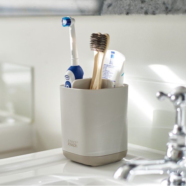 Suport pentru periuța de dinți bej din plastic EasyStore – Joseph Joseph-image-1