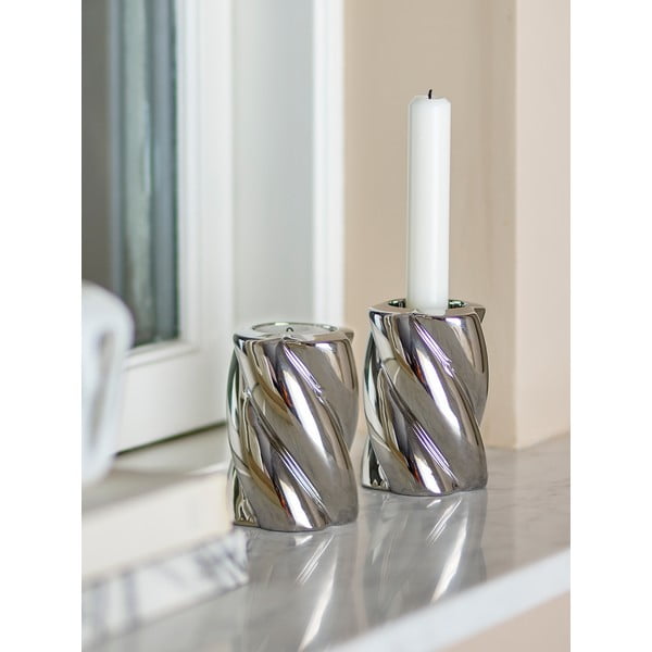 Sfeșnice 2 buc. din gresie Silvia – Bloomingville-image-1