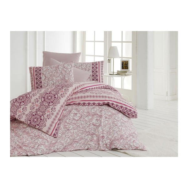 Lenjerie de pat din bumbac Eva, 180 x 240 cm, roz