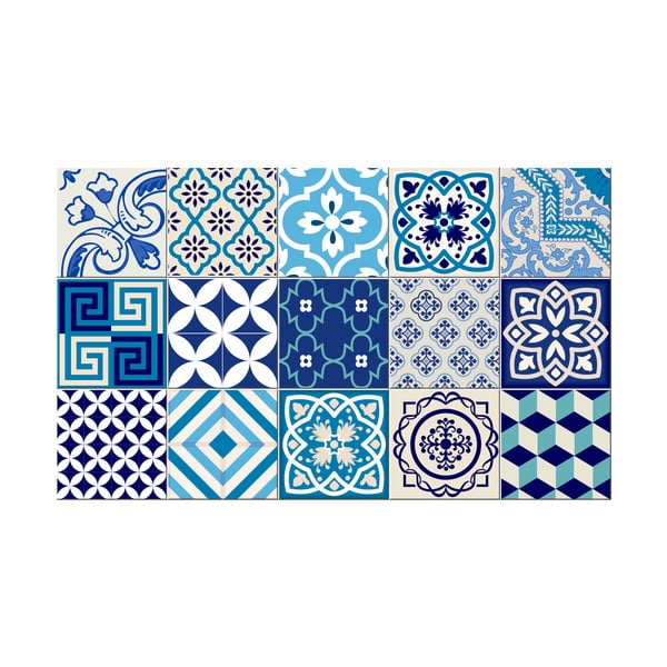 Set 15 autocolante de perete Ambiance Azur, 10 x 10 cm-image-2