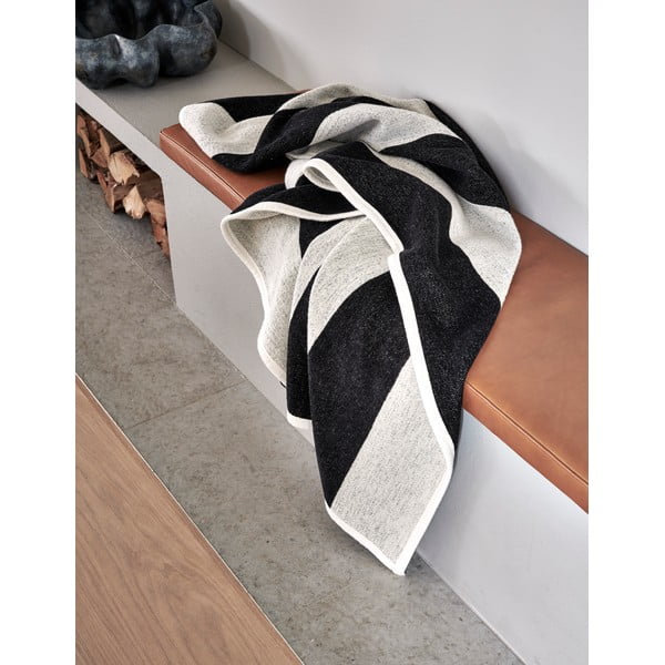 Pătură alb-negru din amestesc de lână 140x180 cm Bob Black Vanilla – Pappelina-image-1