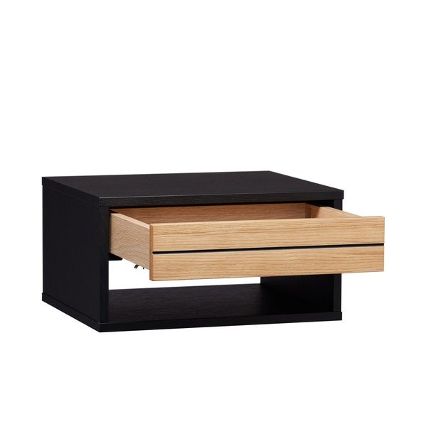 Noptieră neagră-în culoare naturală, suspendată, cu aspect de lemn de stejar Stripe – Woodman-image-1