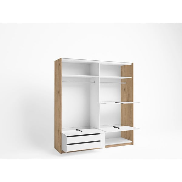 Dulap negru în decor stejar cu uși glisante 182x200 cm Care - Marckeric-image-1