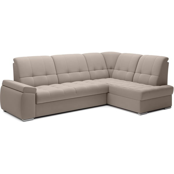 Colțar bej extensibil/cu spațiu de depozitare cu tapițerie din catifea (cu colț pe partea dreaptă/în formă de ”L”) Sado – ELTAP-image-2