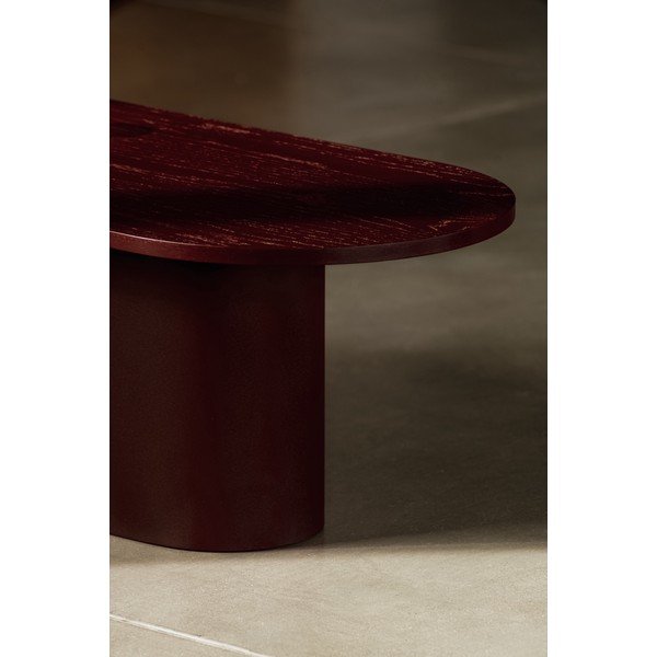 Măsuță de cafea burgundy cu blat cu aspect de lemn de stejar 50x115 cm Looi – noo.ma-image-2