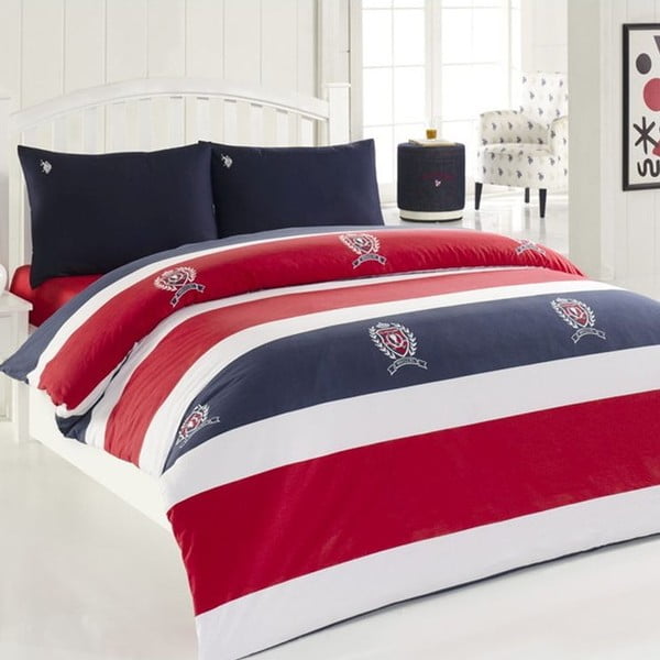Set lenjerie de pat cu cearșaf U.S. Polo Assn. Detrioit, 160 x 220 cm