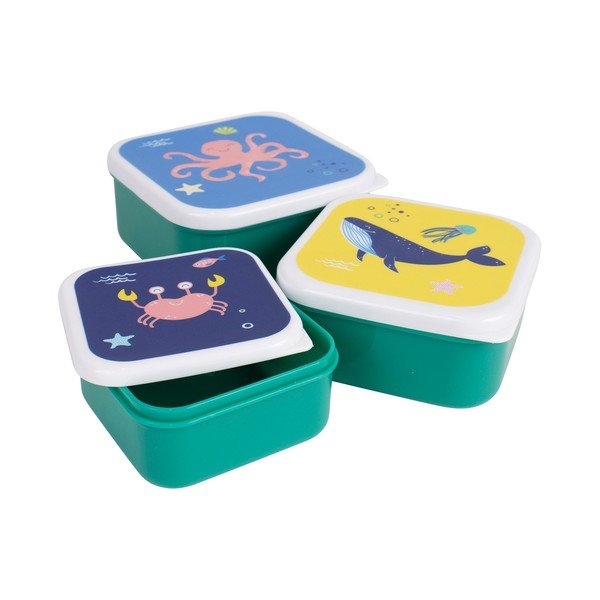 Cutii de gustări pentru copii verzi 3 buc. din plastic Ocean – Ladelle