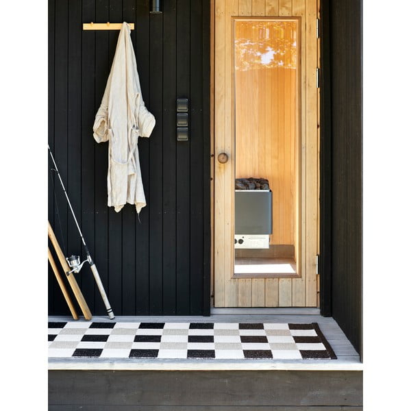 Covor tip traversă pentru interior și exterior negru/crem 70x300 cm Pix Black Vanilla – Pappelina-image-2