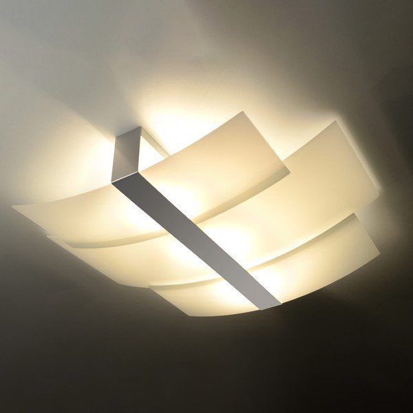 Plafonieră albă cu abajur din sticlă 53x61 cm Marett – Sollux-image-1