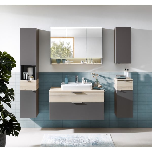 Dulap de baie gri-în culoare naturală jos/suspendat cu aspect de lemn de pin 72x30 cm Quickset 394 – Pelipal-image-1