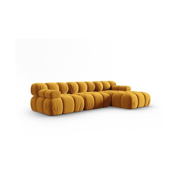 Canapea galbenă cu tapițerie din catifea 285 cm Bellis – Micadoni Home-image-3