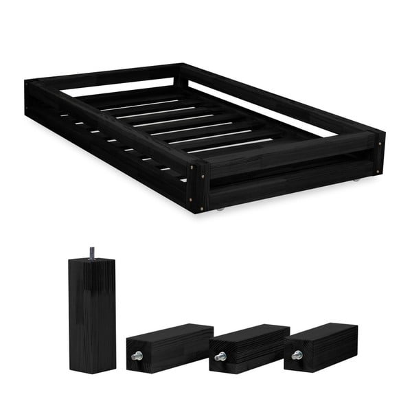 Set sertar pentru pat și 4 picioare înălțătoare, pentru patul Benlemi 90 x 180 cm, negru