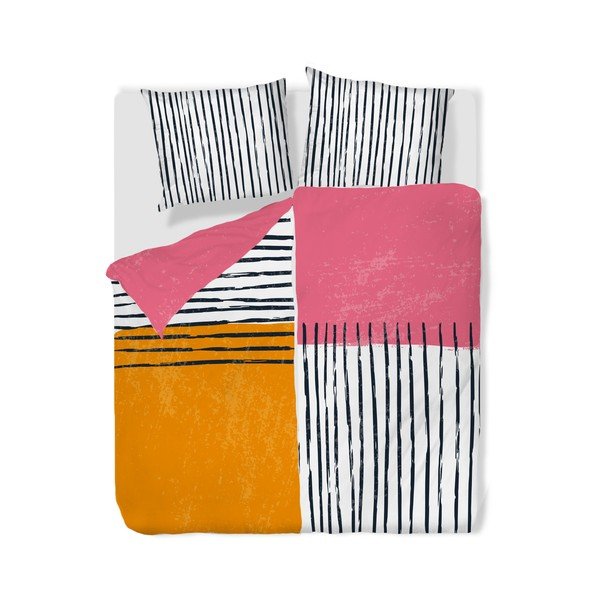 Lenjerie de pat din bumbac satinat pentru pat de o persoană 140x200 cm Black Stripes in Colors – Butter Kings-image-3
