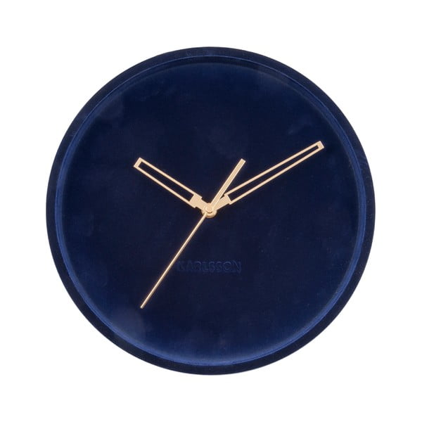 Ceas din catifea pentru perete Karlsson Lush, albastru închis, ø 30 cm