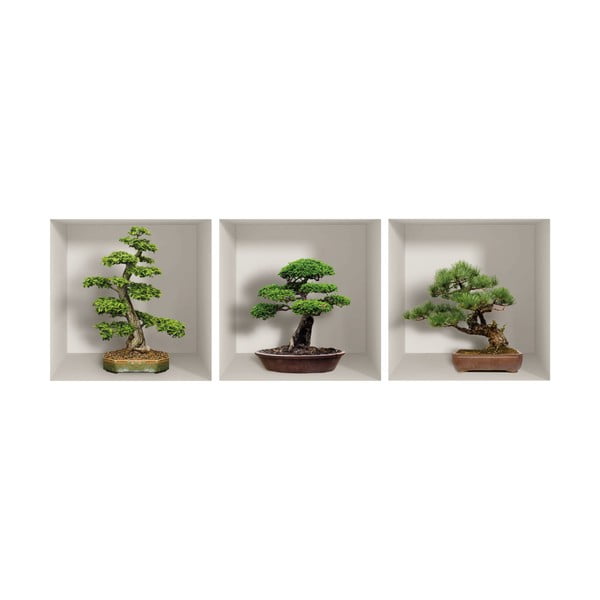 Set 3 autocolante 3D pentru perete Ambiance Bonzais-image-2