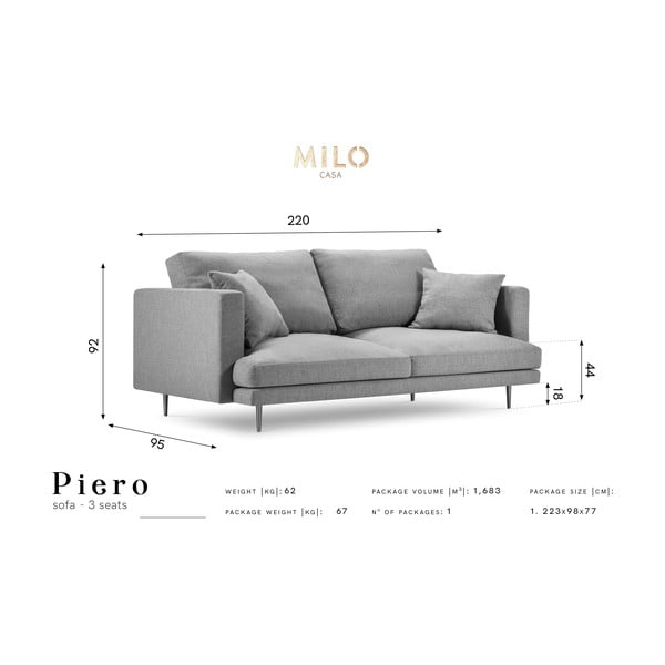 Canapea Milo Casa Piero, verde, 220 cm-image-2