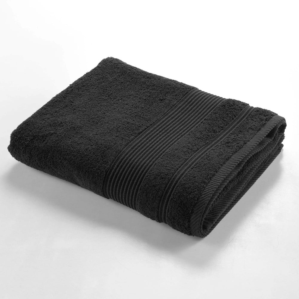 Prosop negru din bumbac din frotir 90x150 cm Tendresse – douceur d\'intérieur