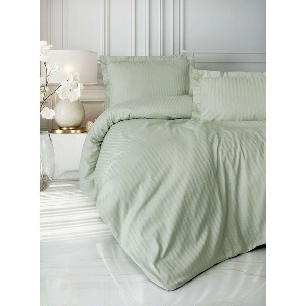 Lenjerie de pat verde salvie pentru pat de o persoană 200x140 cm Stripe  – Mijolnir-image-1