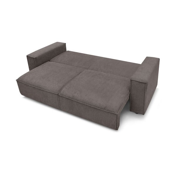 Canapea taupe extensibilă cu tapițerie din catifea reiată  245 cm Nihad – Bobochic Paris-image-4