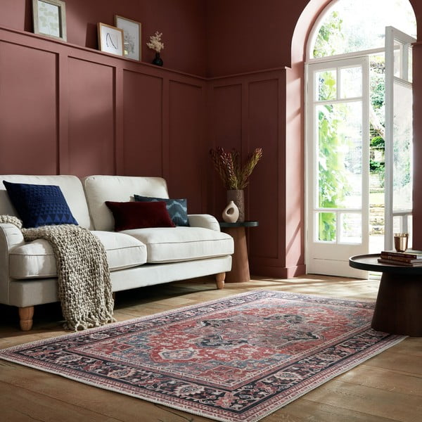 Covor burgundy lavabil din amestec de fibre reciclate 160x230 cm Windsor – Flair Rugs-image-1