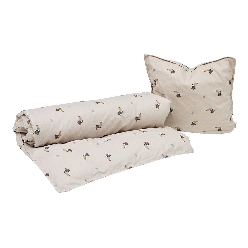 Lenjerie de pat pentru copii gri deschis din bumbac pentru pătuț 70x100 cm Toucan – OYOY Mini