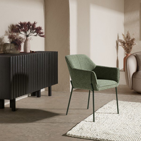 Scaun de living verde cu cotiere tapițat Suma – MOME-image-1