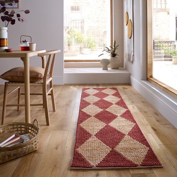Covor tip traversă teracotă țesut manual din amestec de iută 80x230 cm Effie Diamond – Flair Rugs-image-1