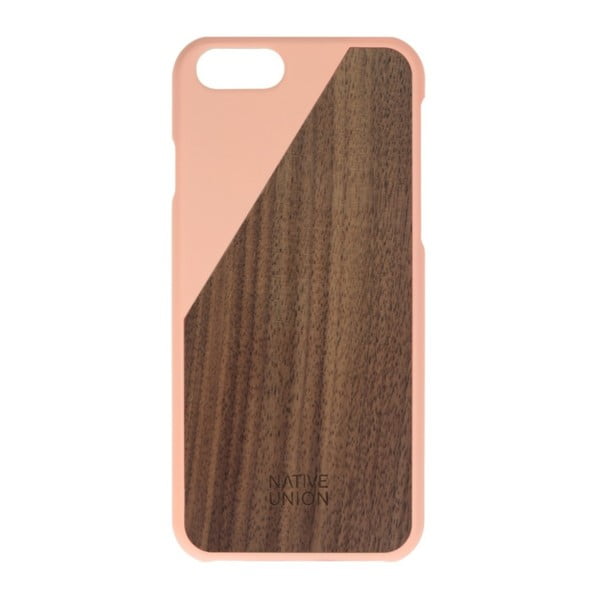 Husă pentru iPhone 6 și 6S Native Union Clic Wooden Light, roz deschis - detalii din lemn