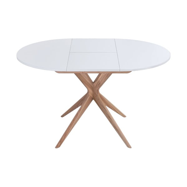 Masă de dining rotundă extensibilă cu blat suplimentar ø 90 cm Jubi – Ragaba-image-2