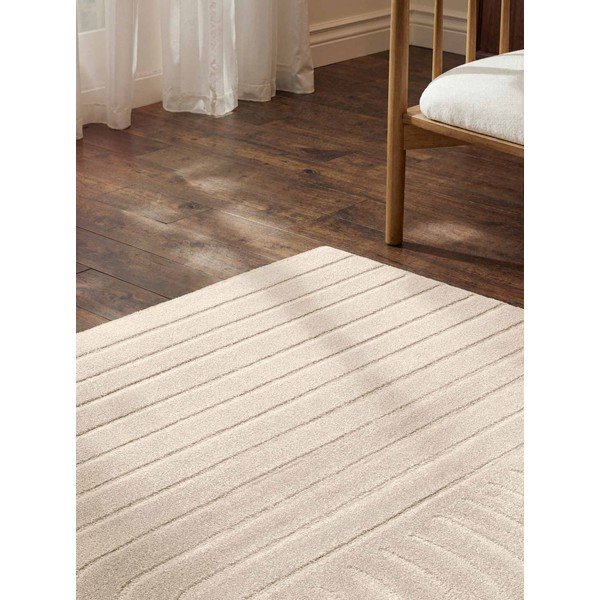 Covor crem țesut manual din lână 80x150 cm Arcura – Vikosa-image-3