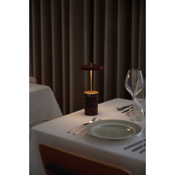 Veioză roșie LED cu intensitate reglabilă din marmură cu abajur din metal (înălțime 25,5 cm) Asteria Move Mini – UMAGE-image-4