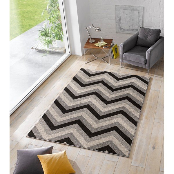 Covor Chateau Chevron, 70 x 140 cm, negru-image-1